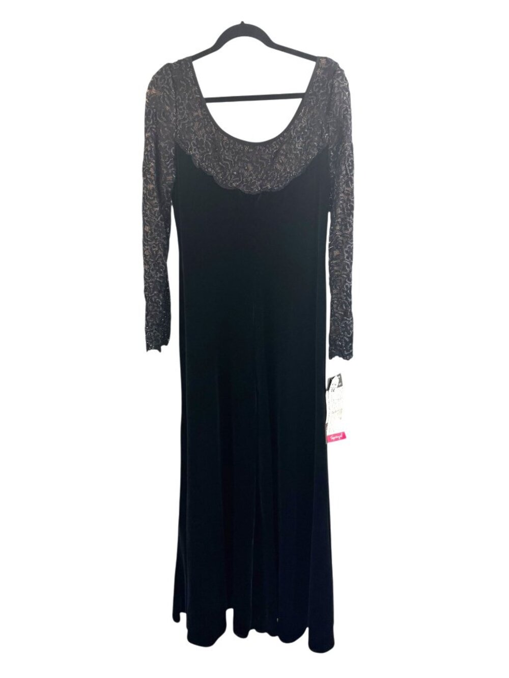 Blushe By Spiegel Whimsigoth Black Velvet Maxi Dress Gown Mesh Shimmer Witchy 14